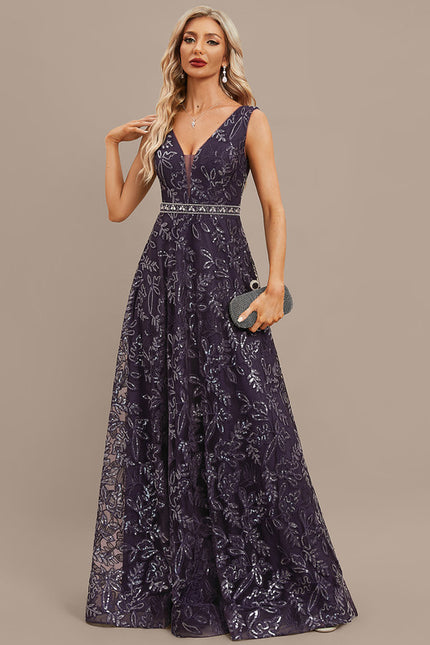 Robe Portefeuille Violet Pailleté - gallery 2
