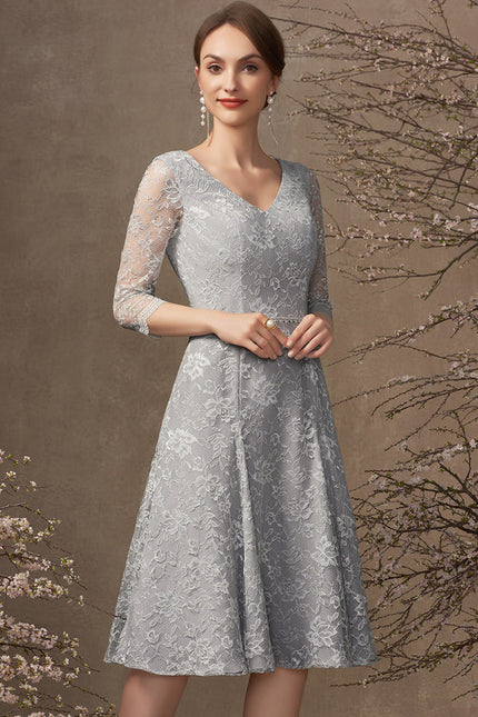Robe Portefeuille Grise Florale - gallery 5