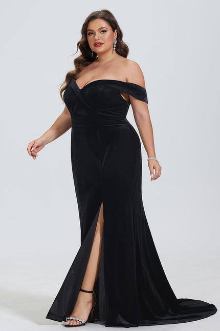 Robe Portefeuille Velours Noir - gallery 6
