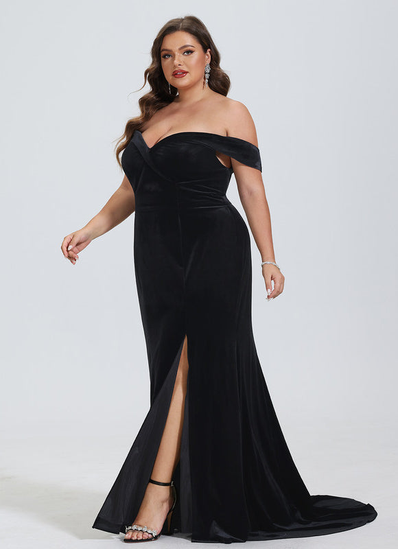 Robe Portefeuille Velours Noir - gallery 6