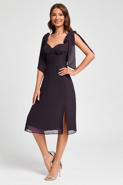 Robe Portefeuille Satinée Nuit - gallery 4