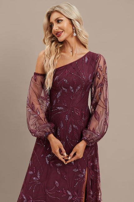 Robe Portefeuille Bordeaux Pailletée - gallery 1