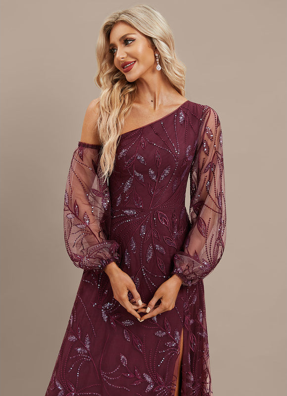 Robe Portefeuille Bordeaux Pailletée - gallery 1