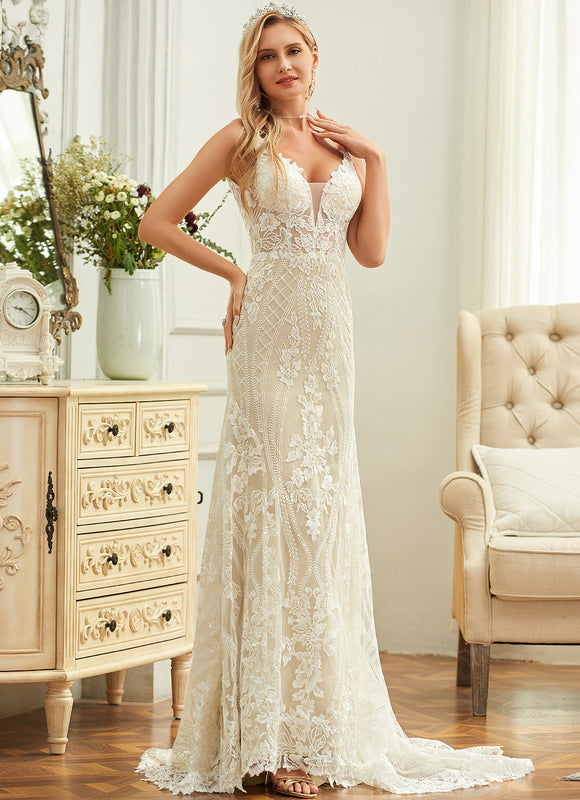 Robe Portefeuille Dentelle Écrue - gallery 3