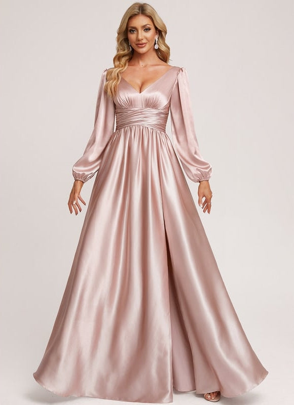 Robe Portefeuille Satin Rose Élégante - gallery 1
