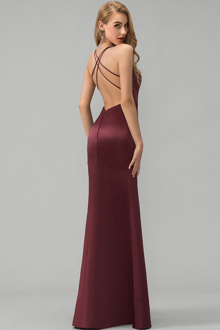 Robe Portefeuille Satin Bordeaux Élégant - gallery 3