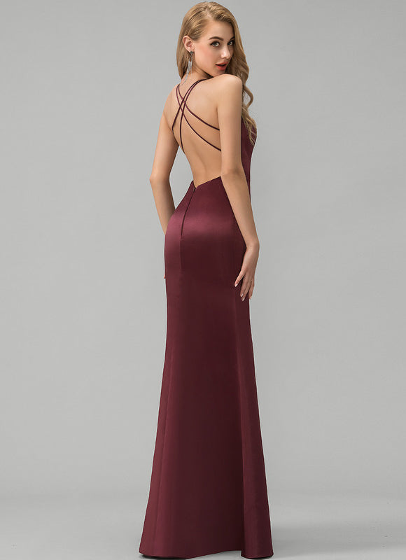 Robe Portefeuille Satin Bordeaux Élégant - gallery 3