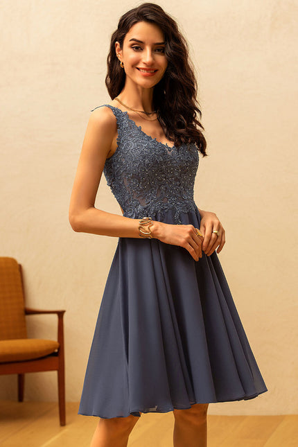 Robe Portefeuille Aérienne Bleu - gallery 4