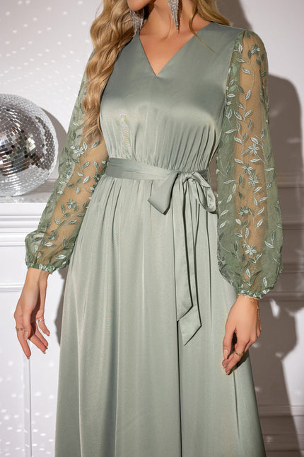Robe Portefeuille Satin Vert Pastel - gallery 2