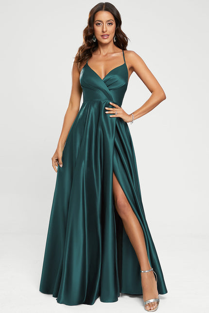 Robe Portefeuille Satin Émeraude Chic