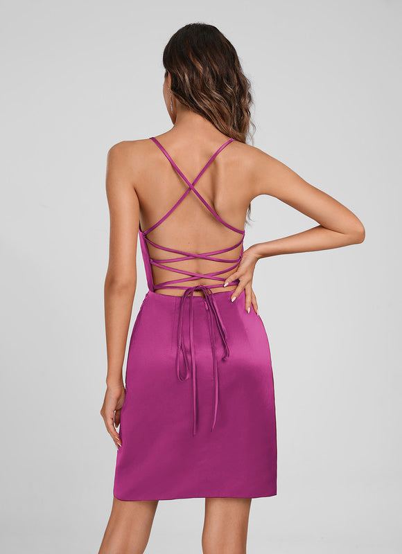 Robe Portefeuille Satinée Cerise - gallery 9