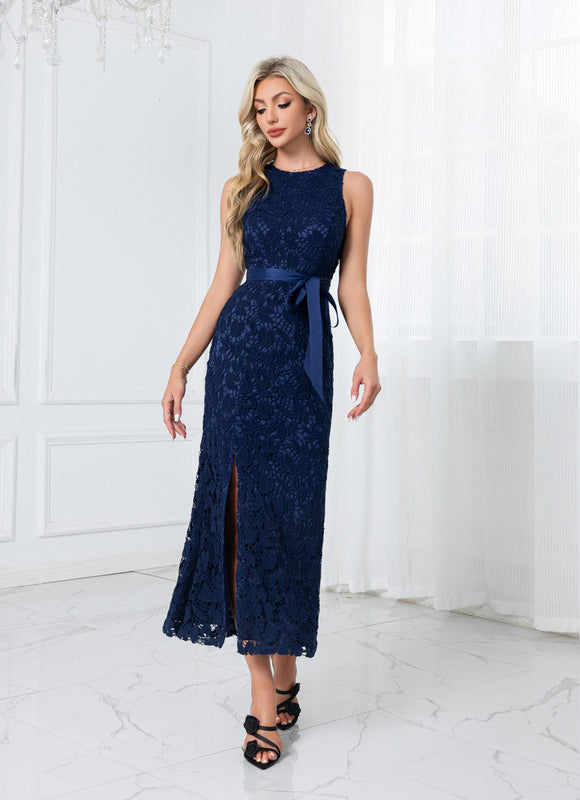 Robe Portefeuille Dentelle Marine - gallery 6