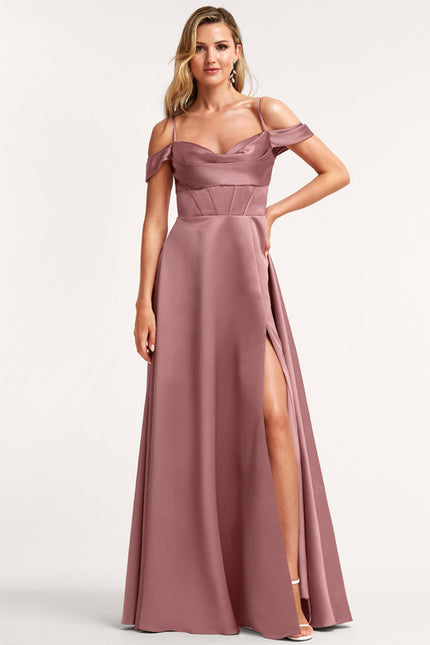 Robe Portefeuille Satin Rose