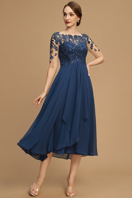 Robe Portefeuille Évasée Marine - gallery 4
