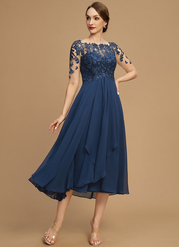 Robe Portefeuille Évasée Marine - gallery 4