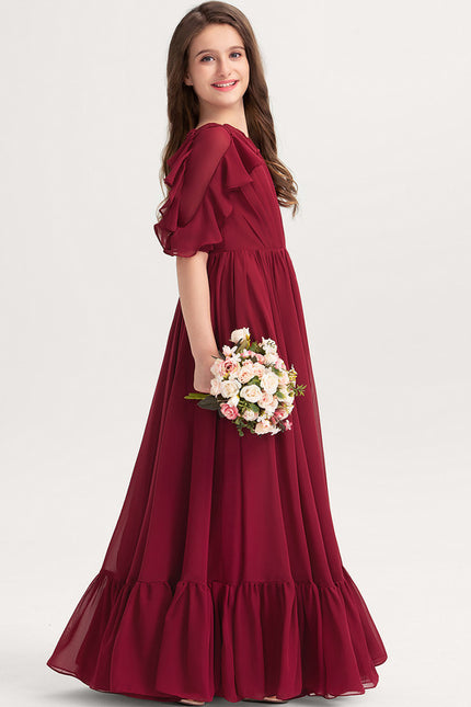 Robe Portefeuille Volants Bordeaux - gallery 2