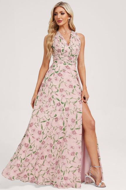 Robe Portefeuille Fleurie Poudrée - gallery 3
