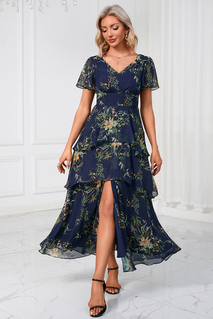 Robe Portefeuille Maxi Florale Bordeaux - gallery 6