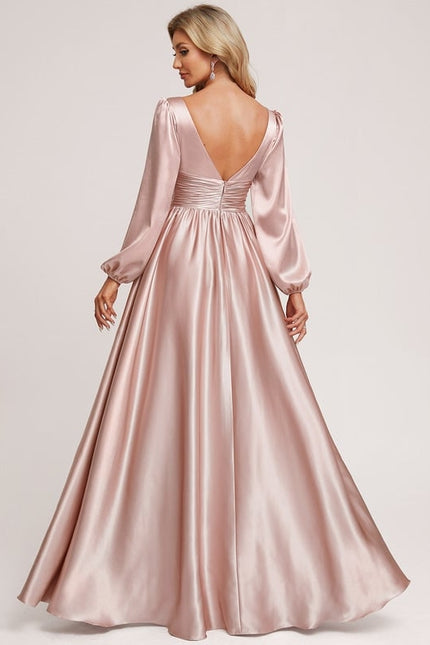Robe Portefeuille Satin Rose Élégante - gallery 2