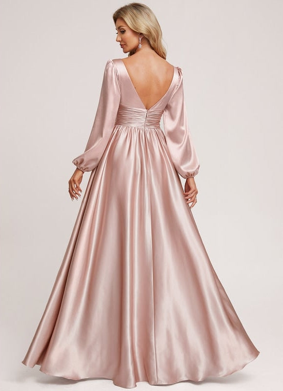 Robe Portefeuille Satin Rose Élégante - gallery 2