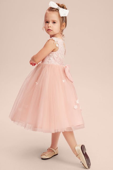Robe Portefeuille Tulle Enfant Rose - gallery 2
