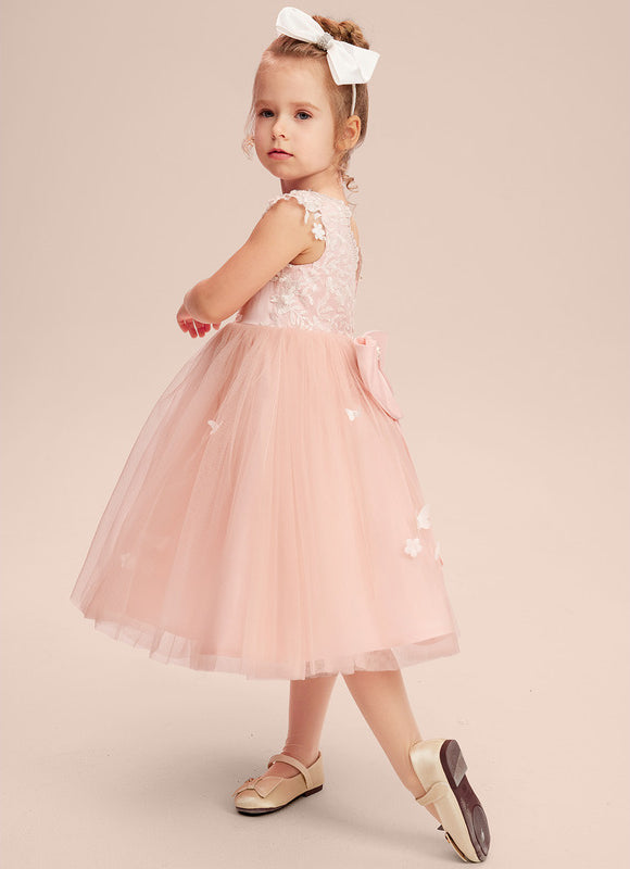Robe Portefeuille Tulle Enfant Rose - gallery 2