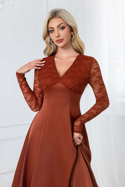 Robe Portefeuille Midi Rouille Élégante - gallery 3
