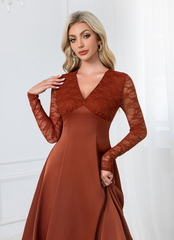 Robe Portefeuille Midi Rouille Élégante - gallery 3