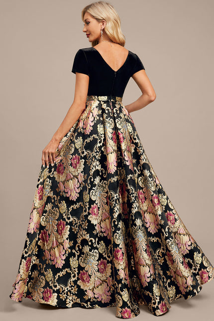 Robe Portefeuille Velours Floral - gallery 8