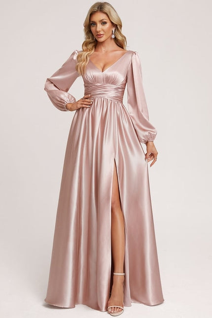 Robe Portefeuille Satin Rose Élégante