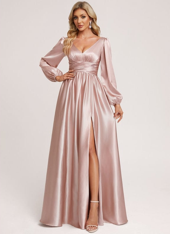 Robe Portefeuille Satin Rose Élégante