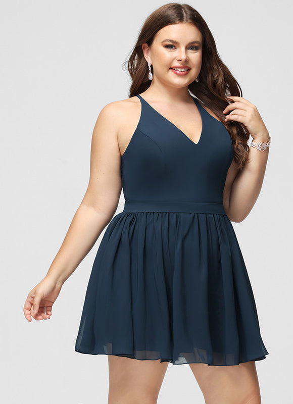 Robe Portefeuille Chiffon Marine - gallery 9