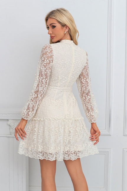 Robe Portefeuille Courte Chic Dentelle - gallery 1
