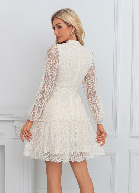 Robe Portefeuille Courte Chic Dentelle - gallery 1