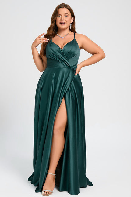 Robe Portefeuille Satin Émeraude Chic - gallery 8