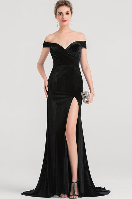 Robe Portefeuille Velours Noir - gallery 1