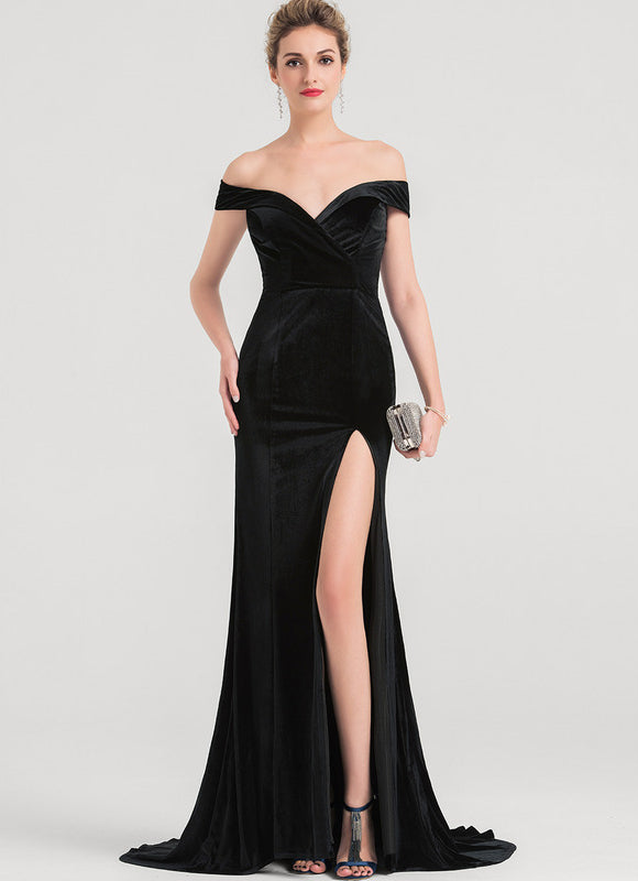 Robe Portefeuille Velours Noir - gallery 1