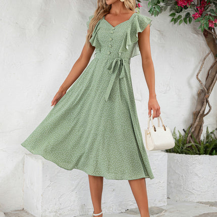 Robe Portefeuille Verte Pois