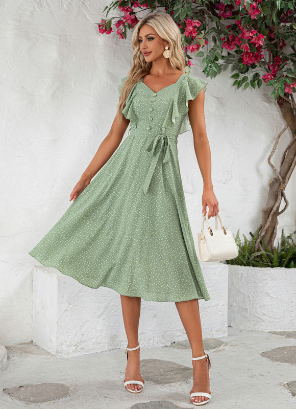 Robe Portefeuille Verte Pois