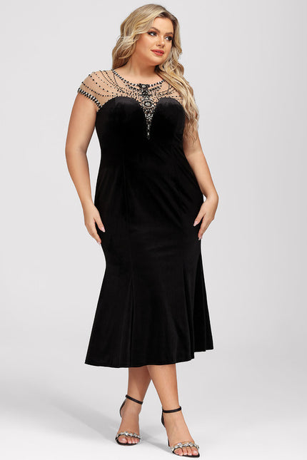 Robe Portefeuille Velours Noir Élégant - gallery 8