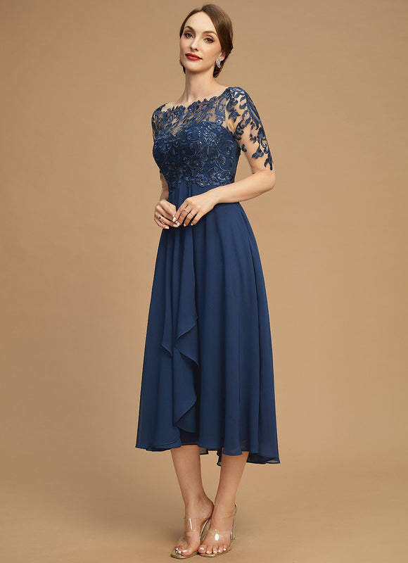 Robe Portefeuille Évasée Marine - gallery 7