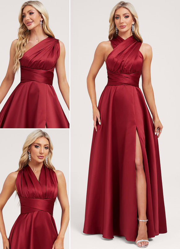Robe Portefeuille Satin Évasée