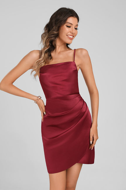 Robe Portefeuille Satinée Cerise - gallery 3