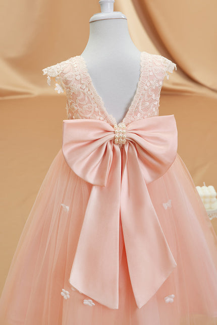 Robe Portefeuille Tulle Enfant Rose - gallery 9