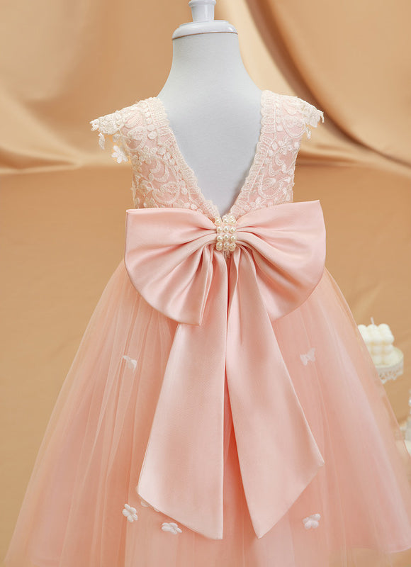 Robe Portefeuille Tulle Enfant Rose - gallery 9
