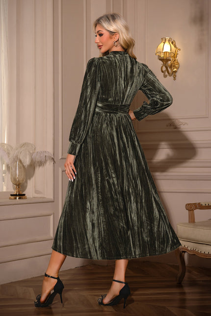 Robe Portefeuille Velours Olive - gallery 1