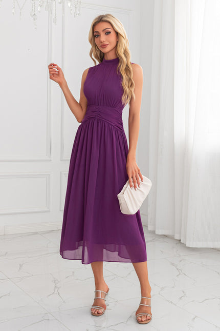 Robe Portefeuille Plissée Violet Chic - gallery 5