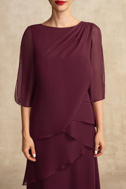 Robe Portefeuille Mousseline Prune - gallery 1