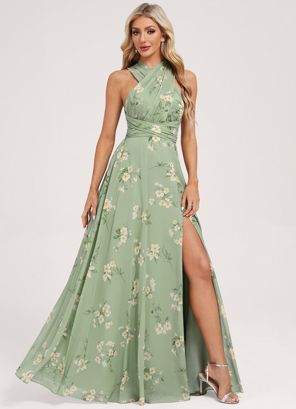 Robe Portefeuille Fleurie Poudrée - gallery 9