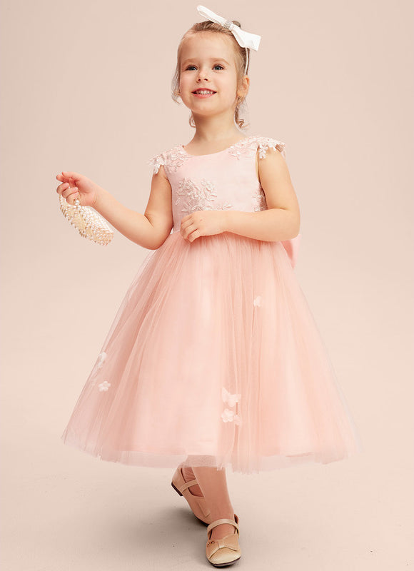 Robe Portefeuille Tulle Enfant Rose - gallery 4